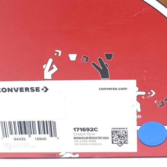 💖MEGA SALE💖Converse Men's  171692C CHUCK 70 HI Brown Solar Red Electric Aqua - Picture 3 of 12